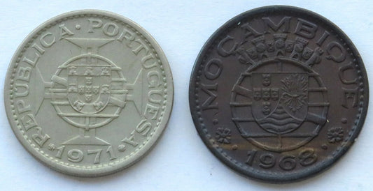 Mozambik Portugalski, 1 eskudo 1968 i 5 eskudo 1971, stany 2 i 2+