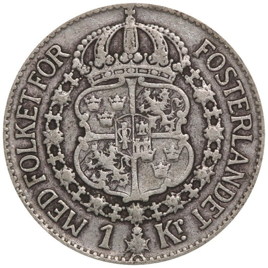 Szwecja 1 korona, srebro Ag800, 1931