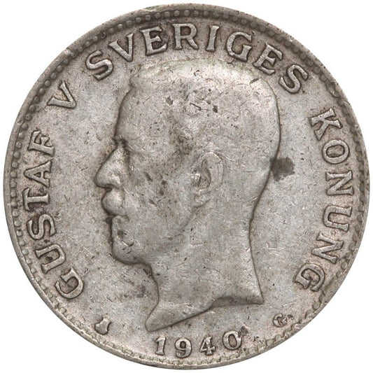 Szwecja 1 korona, srebro Ag800, 1940